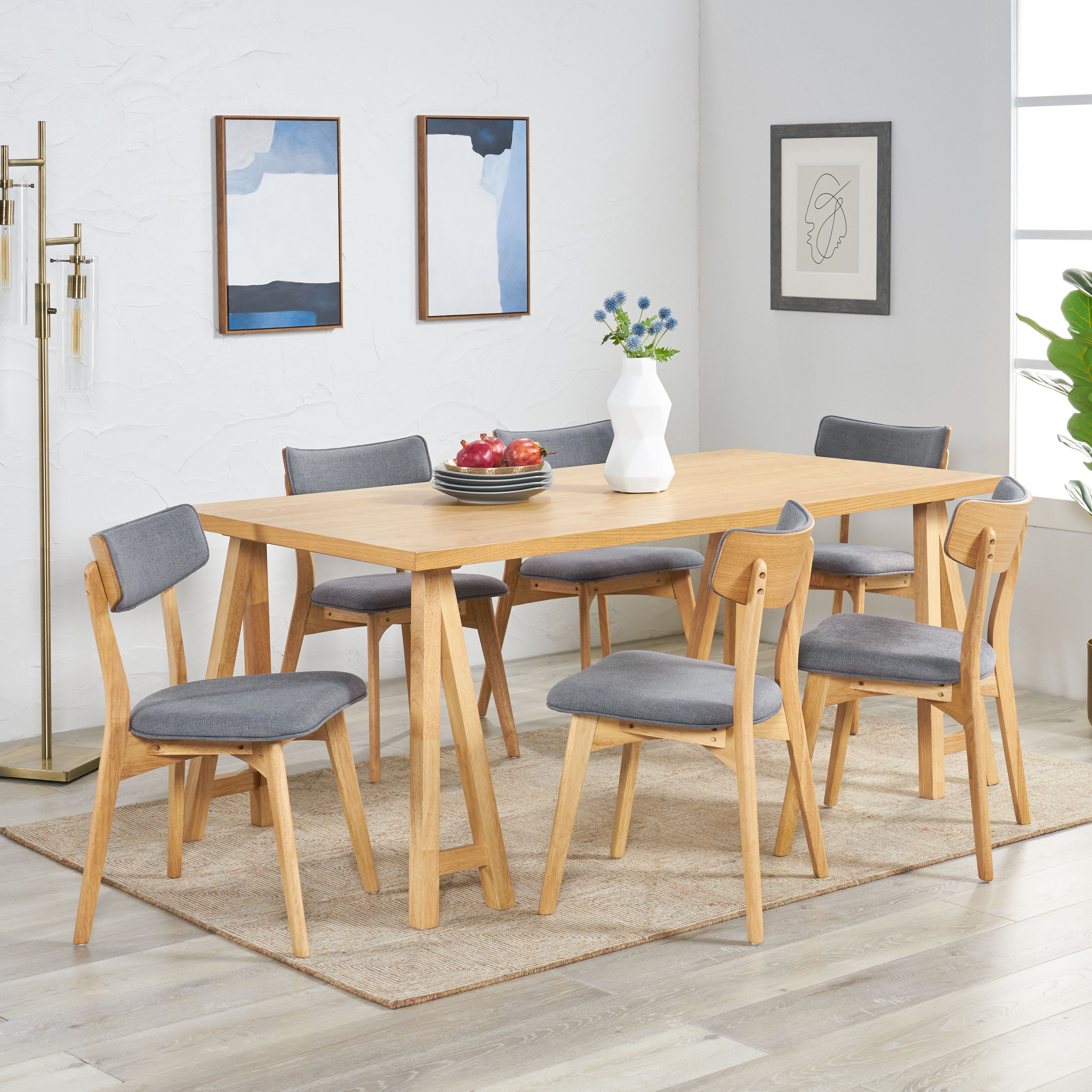 Turat Mid-Century Modern 7 Piece Dining Set with A-Frame Table