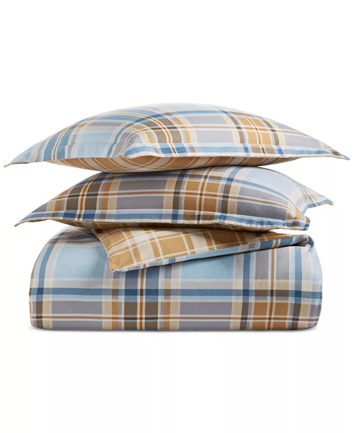 Charter Club Homespun Plaid Flannel Duvet Cover， Twin，