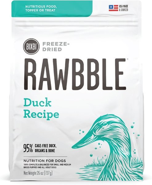 BIXBI Rawbble Duck Recipe Grain-Free Freeze-Dried Dog Food