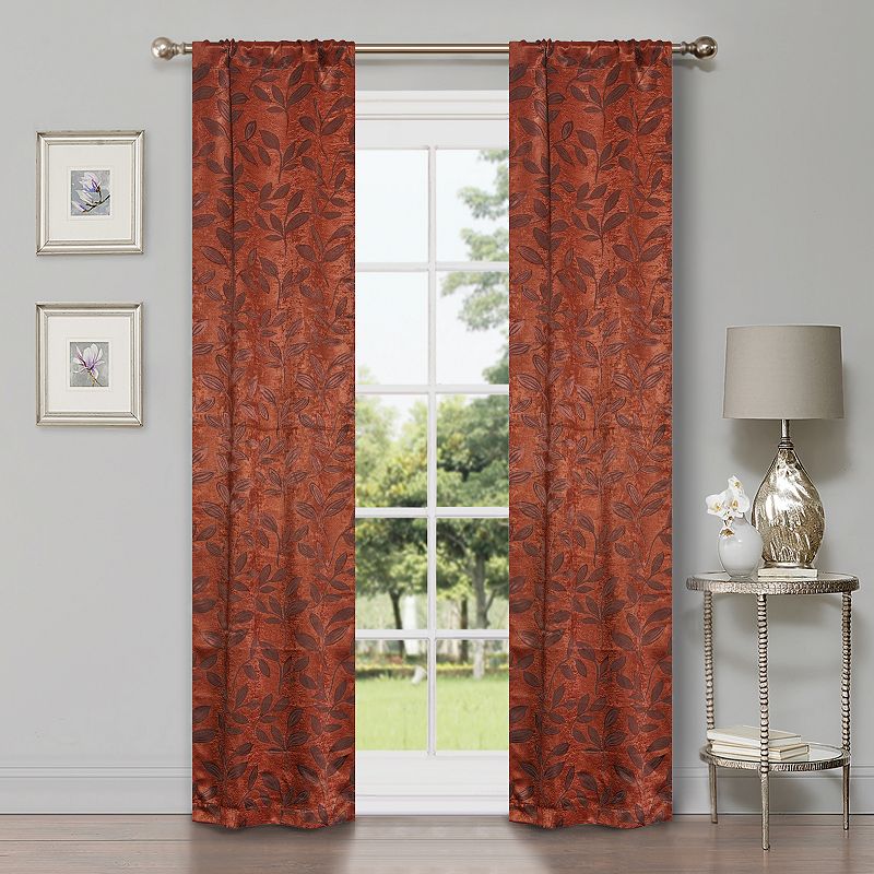 Superior Bohemian Leaves Insulated Thermal Blackout Rod Pocket Curtain Set