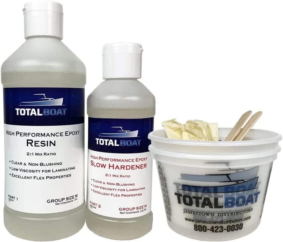 TotalBoat High Performance Epoxy Kit, Crystal Clear Marine Grade Resin and Hardener for Woodworking, Fiberglass and Wood Boat Building and Repair (2 Gallon, Fast)