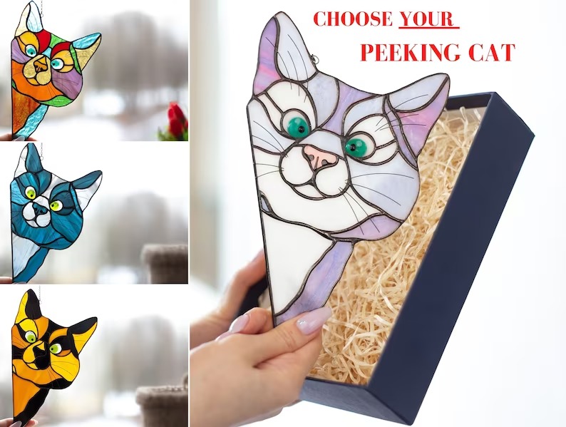 🔥 BIG SALE - 40% OFF🔥🔥Hot Sale-😻Handmade Stain Cat Suncatcher For Window