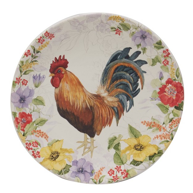 Set Of 4 Floral Rooster Assorted Salad dining Plates Certified International