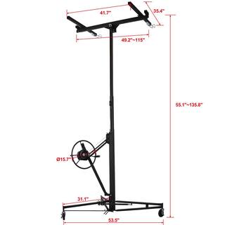 Amucolo 11 ft. Black Drywall Lift Panel Lift Drywall Panel Hoist Jack Lifter GH-CYW4-7284