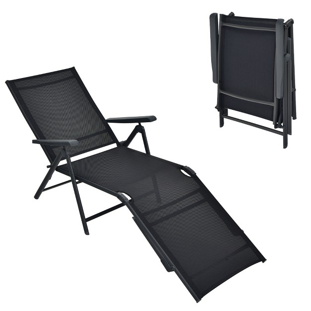 Tangkula Outdoor Adjustable Chaise Lounge Chair Patio Beach Folding Recliner Lounge