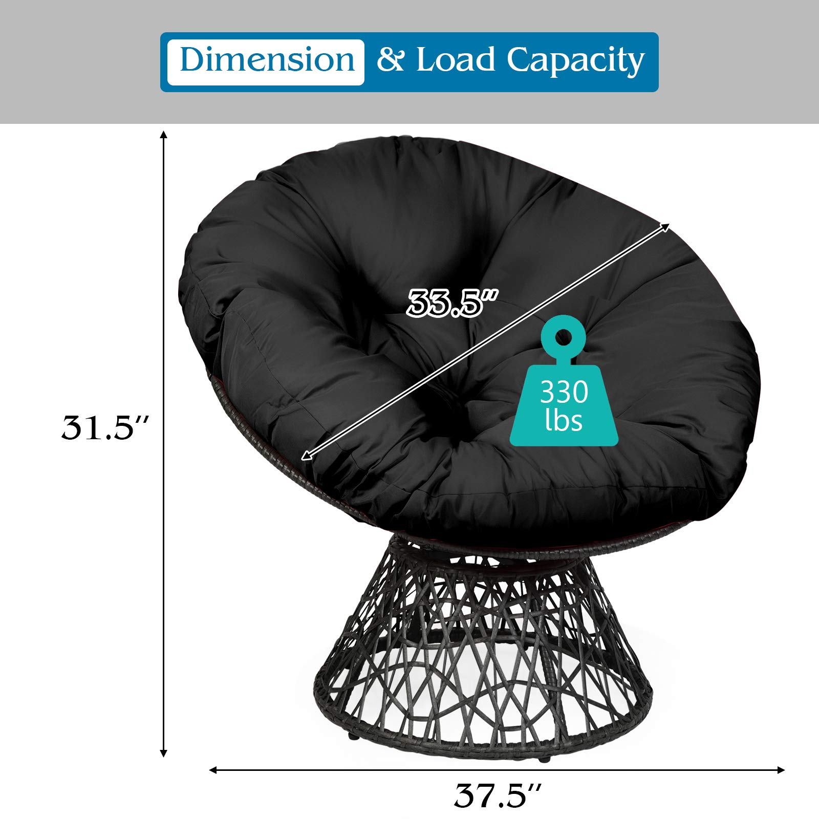 Giantex Rattan Round Papasan Chair