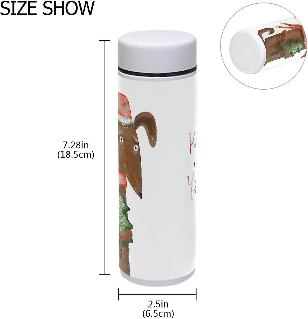 Vacuum Insulated Stainless Steel Water Bottle Dog Dachshund In Christmas Hat Thermos Tumblers Portable Hyrdoflask Travel Mug