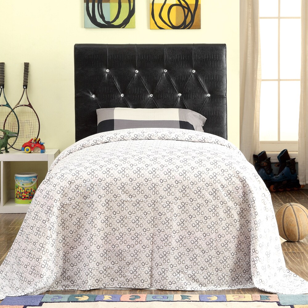 Huntress I Crocodile Glam Faux Leather Button Tufted Headboard by Furniture of America