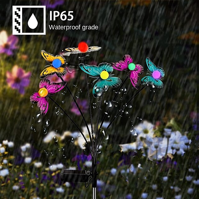 Solar Butterfly Lawn Lights LED Swinging Firefly Garden Lights Villa Courtyard Walkway Park Outdoor Waterproof Camping Party Decoration