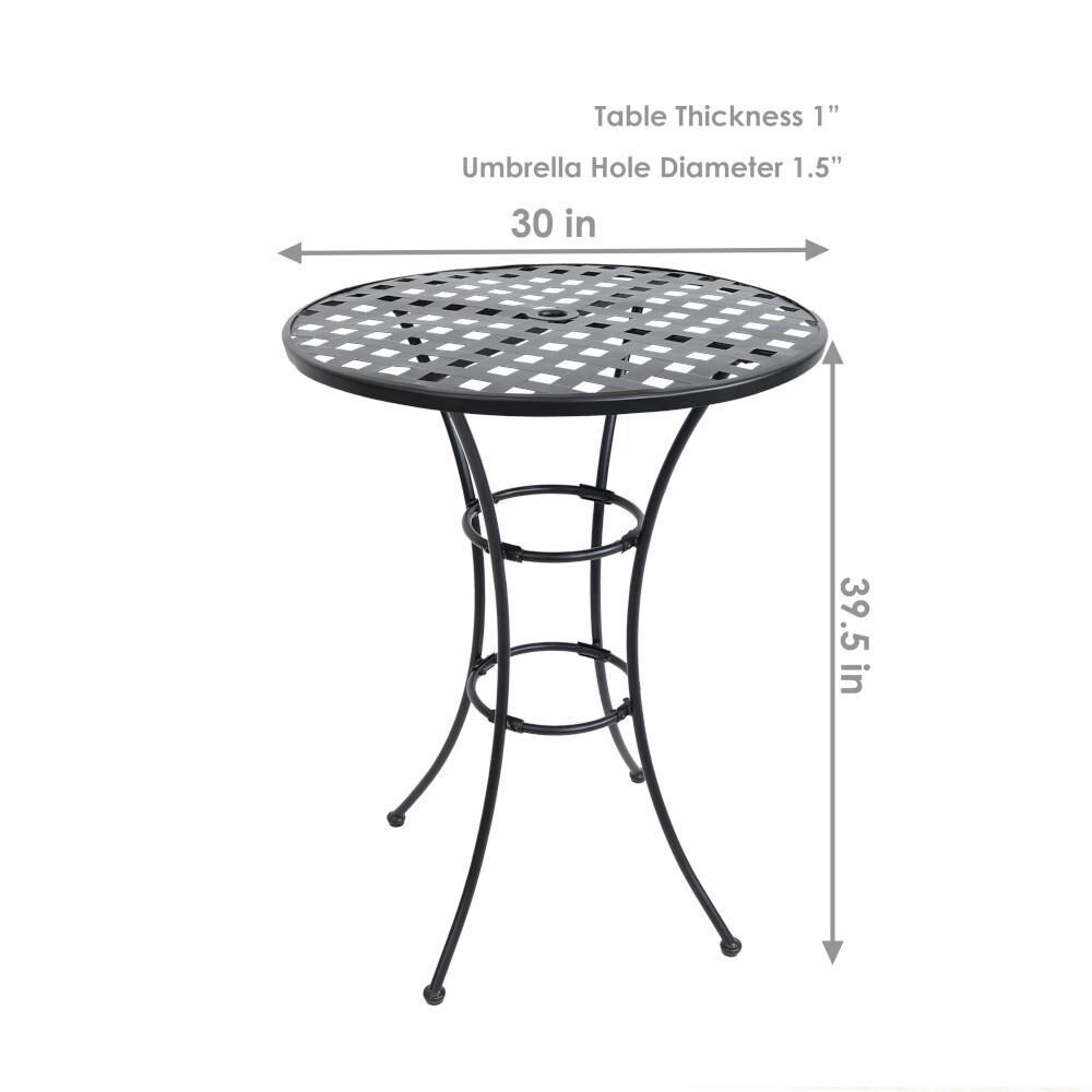 Ultimate Patio Elegant Round Black Wrought Iron Bar Table