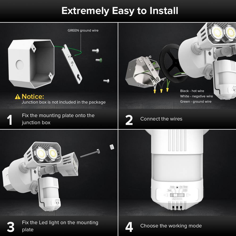 SANSI 28-Watt 350W Equivalence 180-Degree 3500 Lumens White Motion Activated Outdoor Integrated LED Dusk to Dawn Flood Light 01-04-001-012801