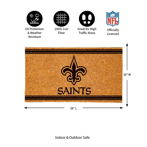 Evergreen New Orleans Saints Logo Turf Mat Brown 28 X 16 Inches Indoor Outdoor Doormat