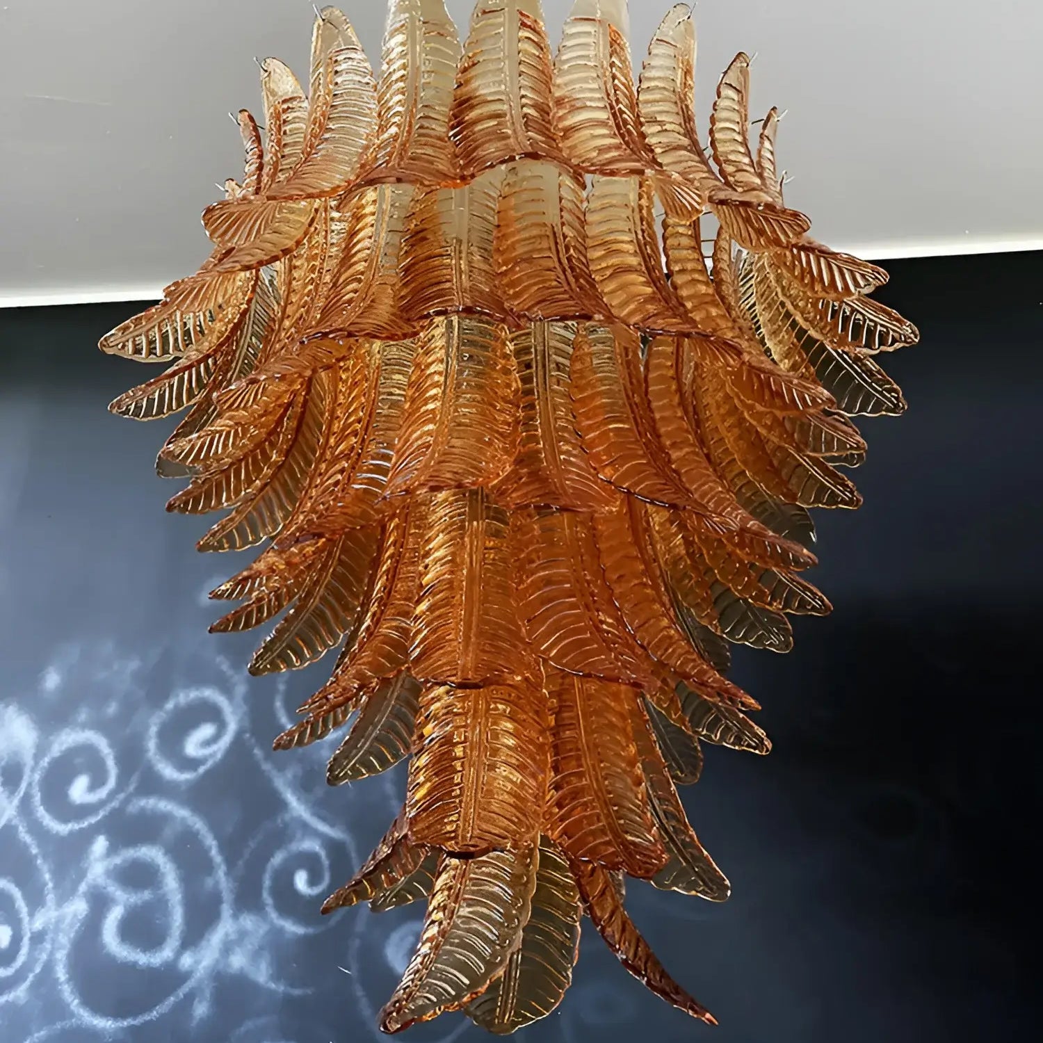 Amber Leaf Cascade Chandelier