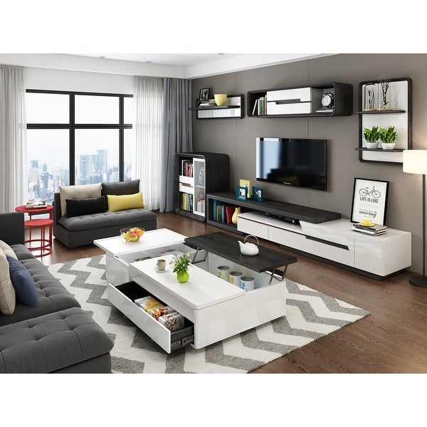 JASIWAY Modern Retractable TV Stand with Storage