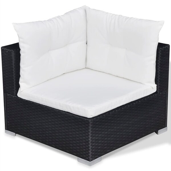 10 Piece Garden Lounge Set with Cushions Poly Rattan Black - Overstock - 35108287