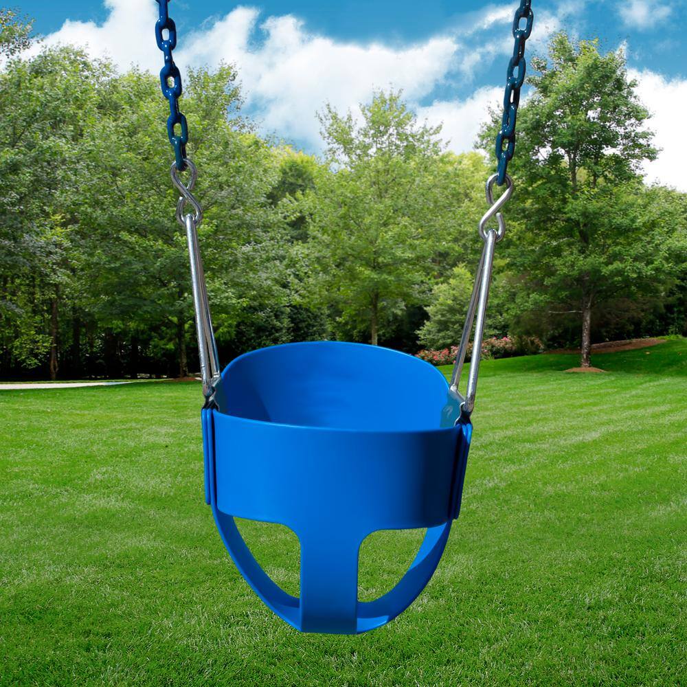 Swing-N-Slide Playsets Blue Full Bucket Toddler Swing with Chains WS 2081