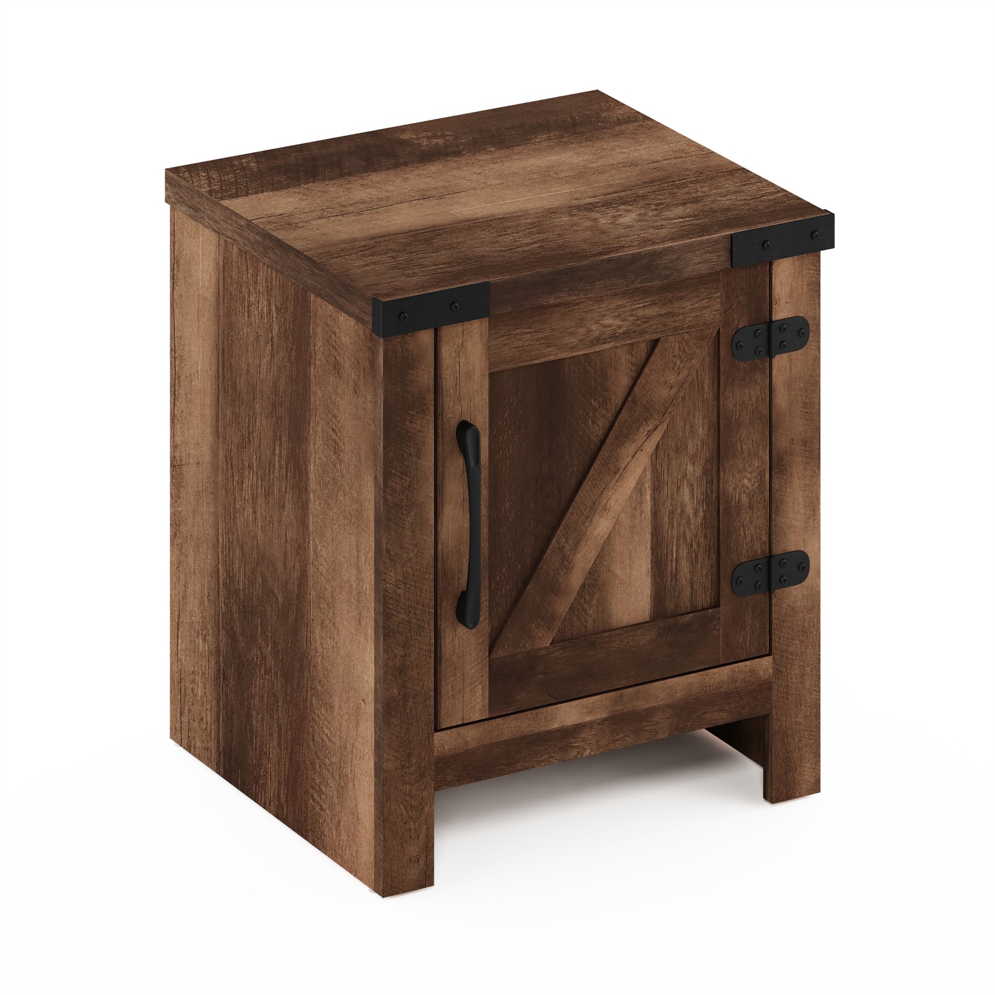 Furinno Jensen Farmhouse End Table with Barn Door