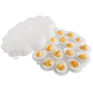 Chef Buddy Deviled Egg Trays with Snap On Lids Holds 36 Eggs (Set of 2) 82-Y3458