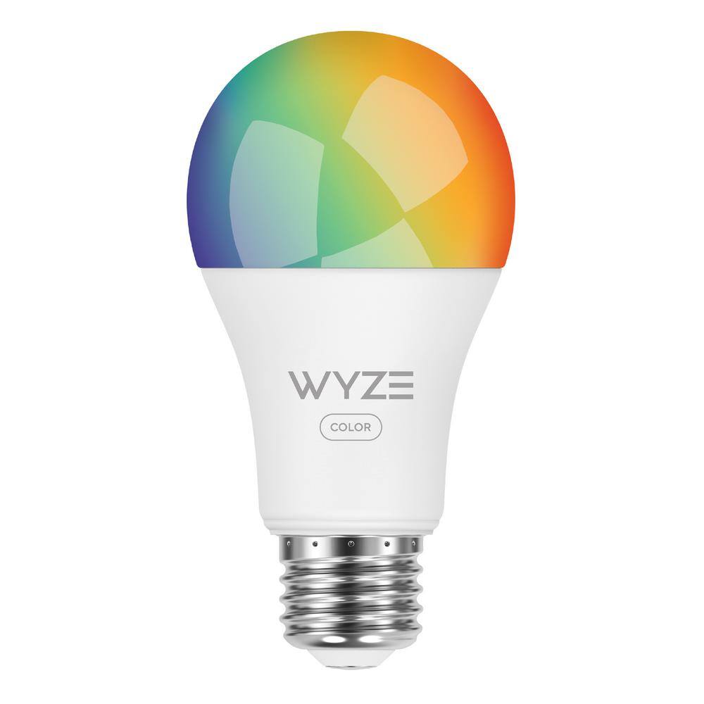 WYZE 75 Watt Equivalent A19 Smart WiFi LED Color Light Bulb E26 Base with 16 Million Colors RGB and App Control (4-Pack) WLPA19C4PK