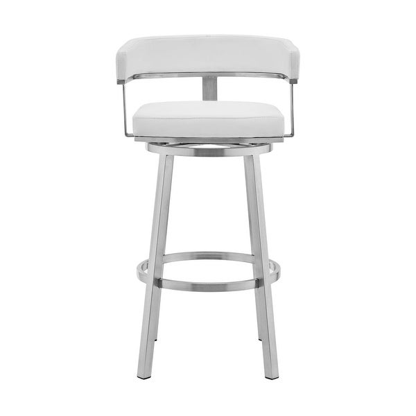 Sez 26 Inch Modern Swivel Counter Stool Arm Chair， Backrest， Steel - 34 H x 22 W x 20 L Inches