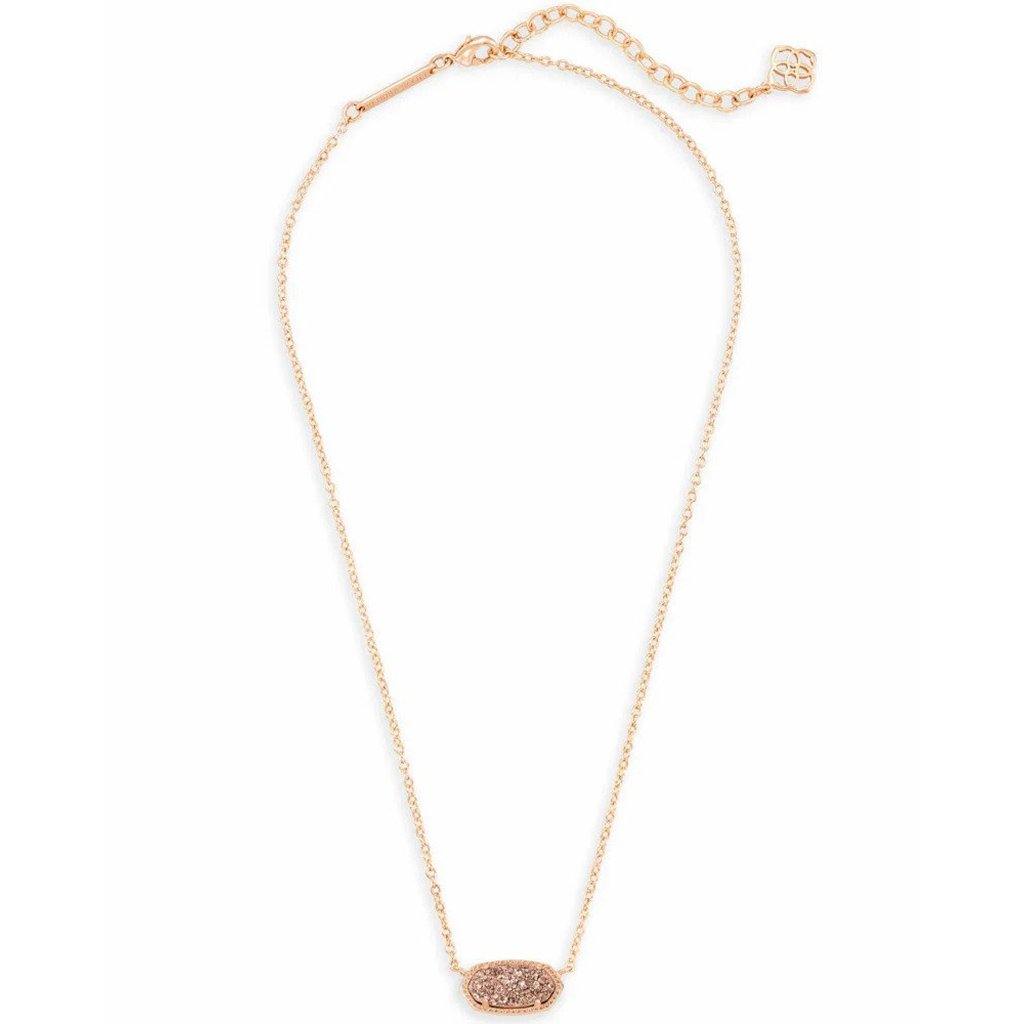 Kendra Scott  Elisa Rose Gold Pendant Necklace In Rose Gold Drusy