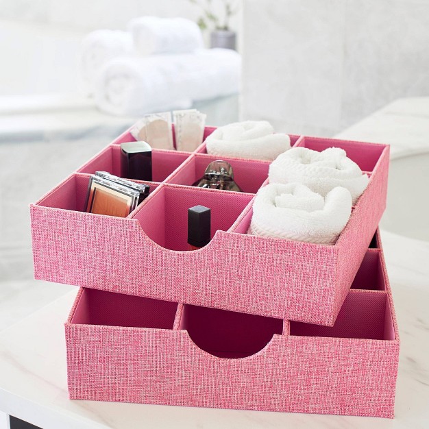 Household Essentials Set Of 2 9 section Drawer Trays Carnation Pink