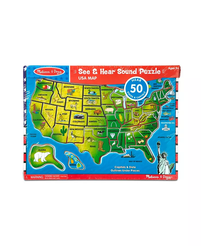 Melissa and Doug Melissa and Doug USA Map Sound Puzzle - Wooden Puzzle With Sound Effects (40 pcs)  Multicolor