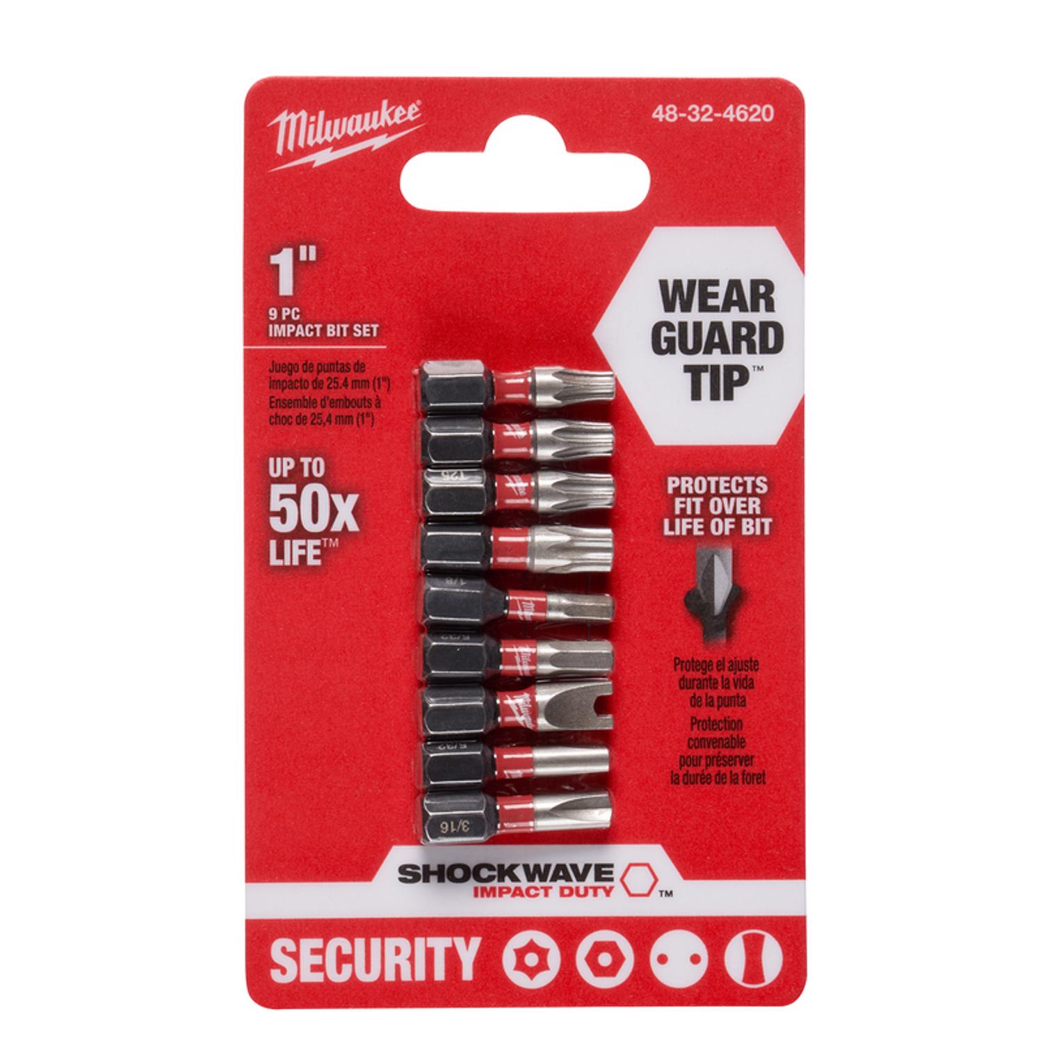 MW Shockwave Assorted 1 in. L Impact Security Insert Bit Set Steel 9 pc