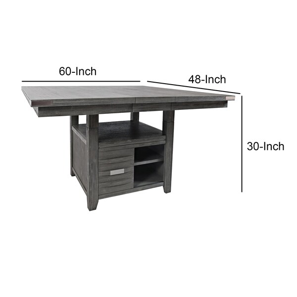 Wooden Dining Table with 4 Interior Shelves and Sliding Door， Gray