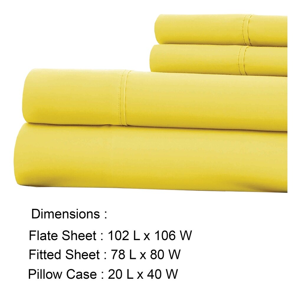 Bezons 4 Piece King Size Microfiber Sheet Set with 1800 Thread Count  Yellow