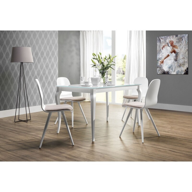 BRESSO Glass Top Dining Table With Extension