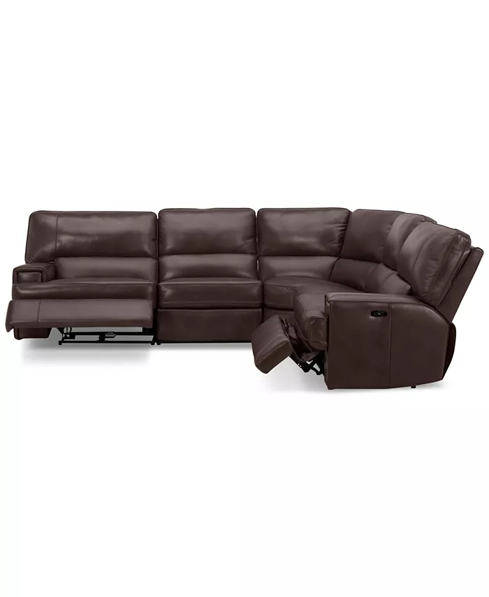 Furniture Binardo 123 5 Pc Zero Gravity Leather Sectional with 2 Power Recliners