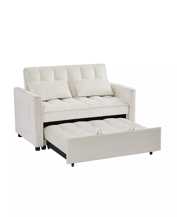 Simplie Fun OFF WHITE VELVET SOFA BED