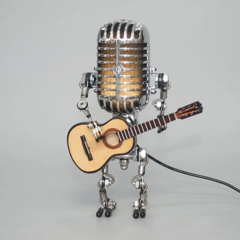 🔥  49% OFF🎁Vintage Metal Microphone Robot Desk Lamp🎸