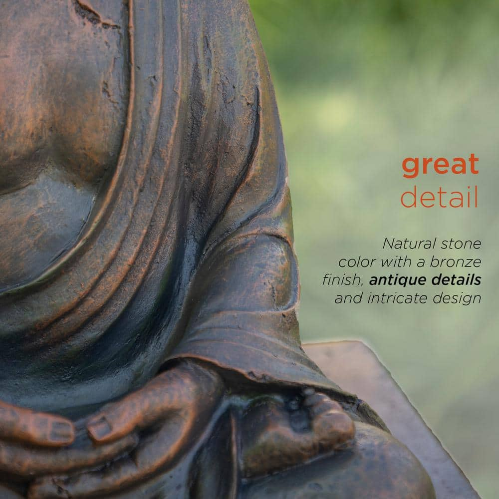 Alpine Corporation 15 in. Tall Indoor/Outdoor Meditating Buddha Statuary Decor GEM170