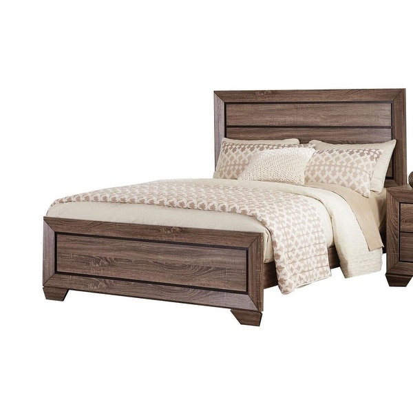 Oatfield Washed Taupe 3-piece Panel Bedroom Set with 2 Nightstands - - 35049468