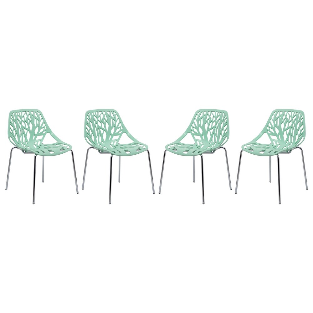 LeisureMod Asbury Stackable Plastic Dining Side Chair Set of 4 by LeisureMod