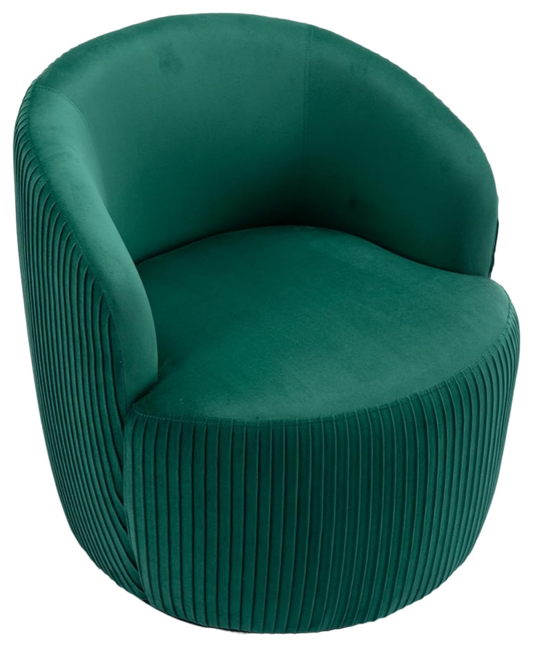 Elegant Accent Chair  Swivel Design With Channel Tufted Exterior  Green Velvet   Modern   Armchairs And Accent Chairs   by Decor Love  Houzz