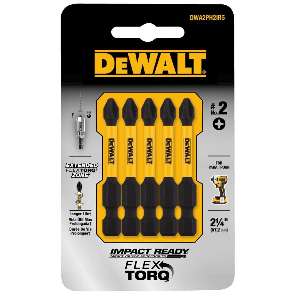 DW 2-1/2-in Phillips No.2 Impact Ready 5-Pk DWA2PH2IR5 from DW