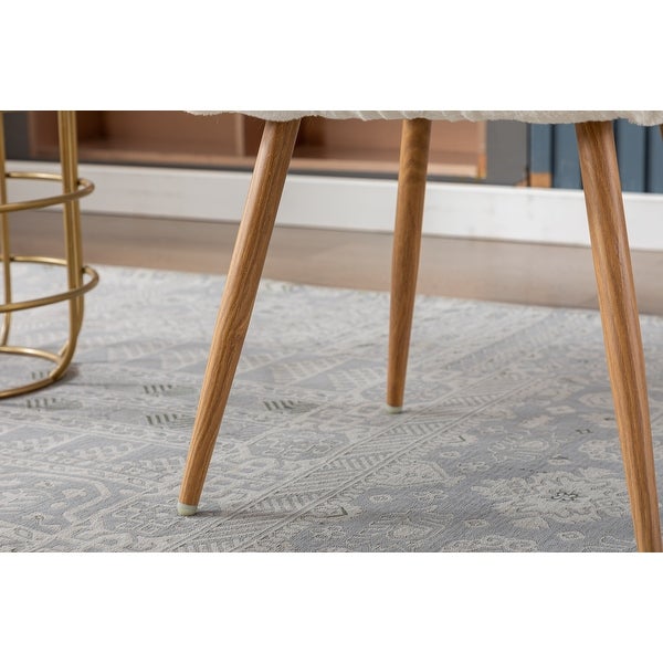 Dining Chairs with Faux Fur， Mid Century Side Chairs with Solid Painting Steel Leg for Dining Room