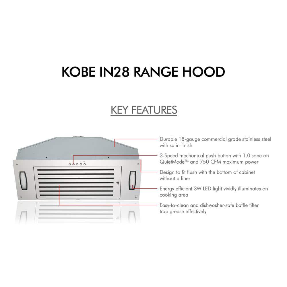 KOBE Range Hoods 30 in 750 CFM Insert Range Hood in Stainless Steel