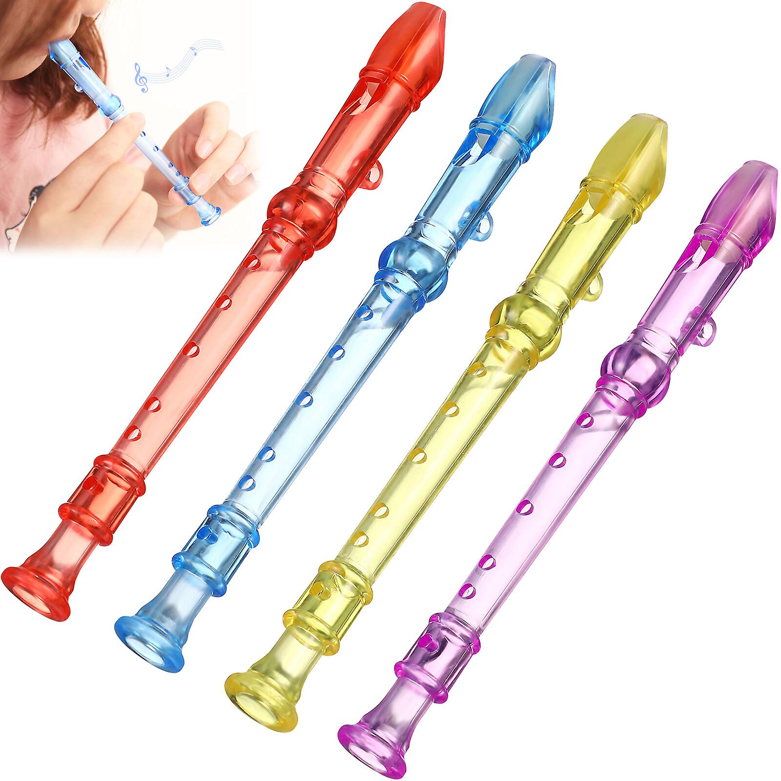 12 Pcs Soprano Recorder Instruments Transparent Flutes Musical Instruments Early Education Develop Recorders Musical Educational Toys For Kids