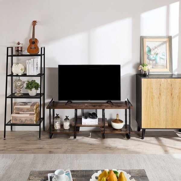 Entertainment Center TV Stand with 3-Tier Storage Shelves