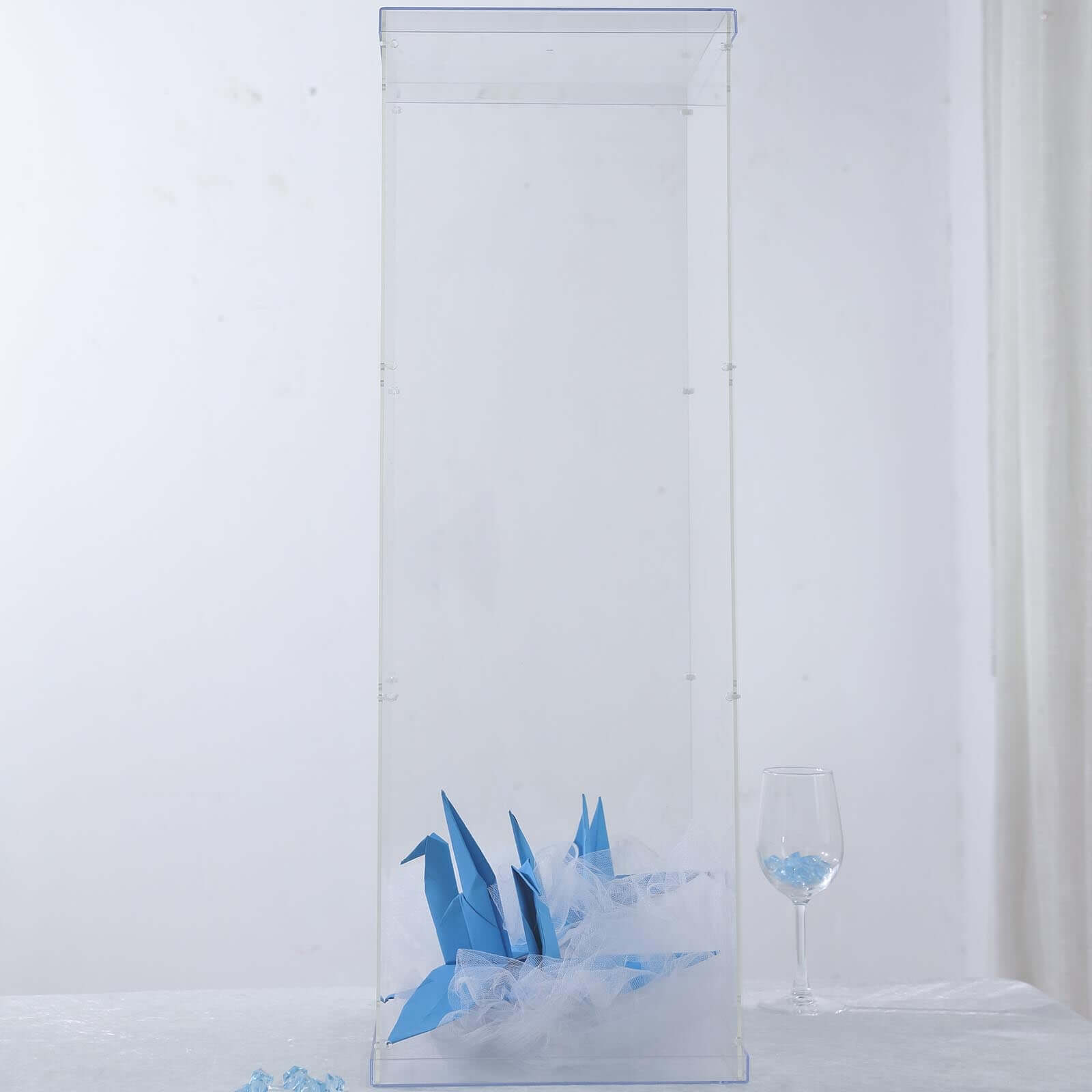 Clear Acrylic Pedestal Riser, Transparent Display Box with Interchangeable Lid and Base 32