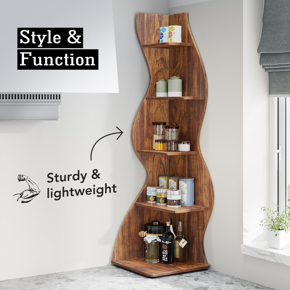 Corner Shelf Bookcase Bookshelf with Unique Shape for Living Room  Home Office