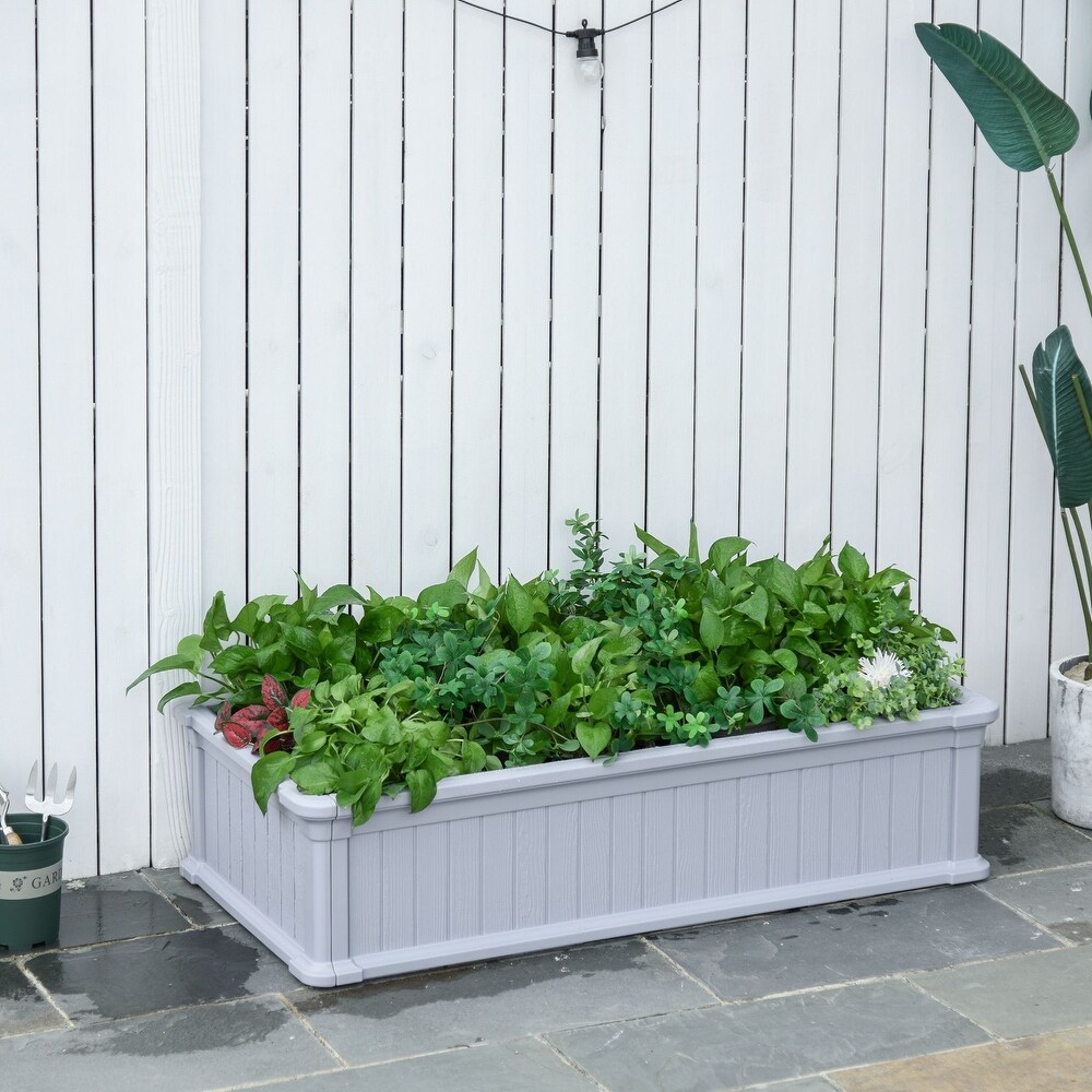 Outsunny 4' x 2' x 1' Raise Garden Bed  Planter Box for Flowers  Herbs Outdoor Backyard with Easy Assembly