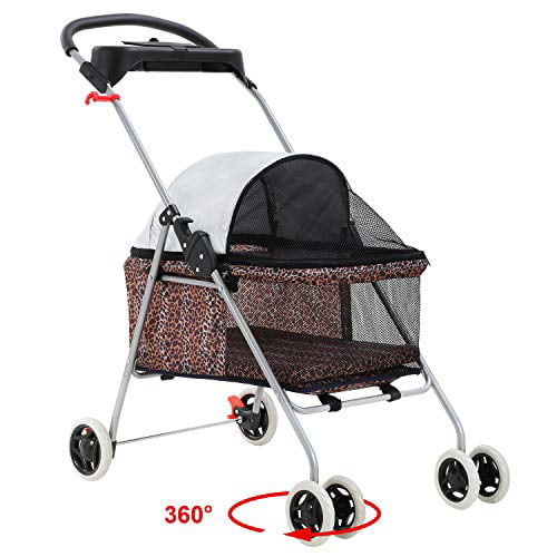 Bestpet Posh Pet Stroller by BestPet， Leopard Skin