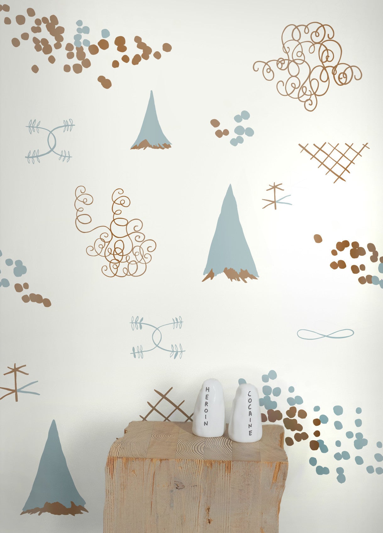 Sample Family Reunion Wallpaper in Copper and Patina