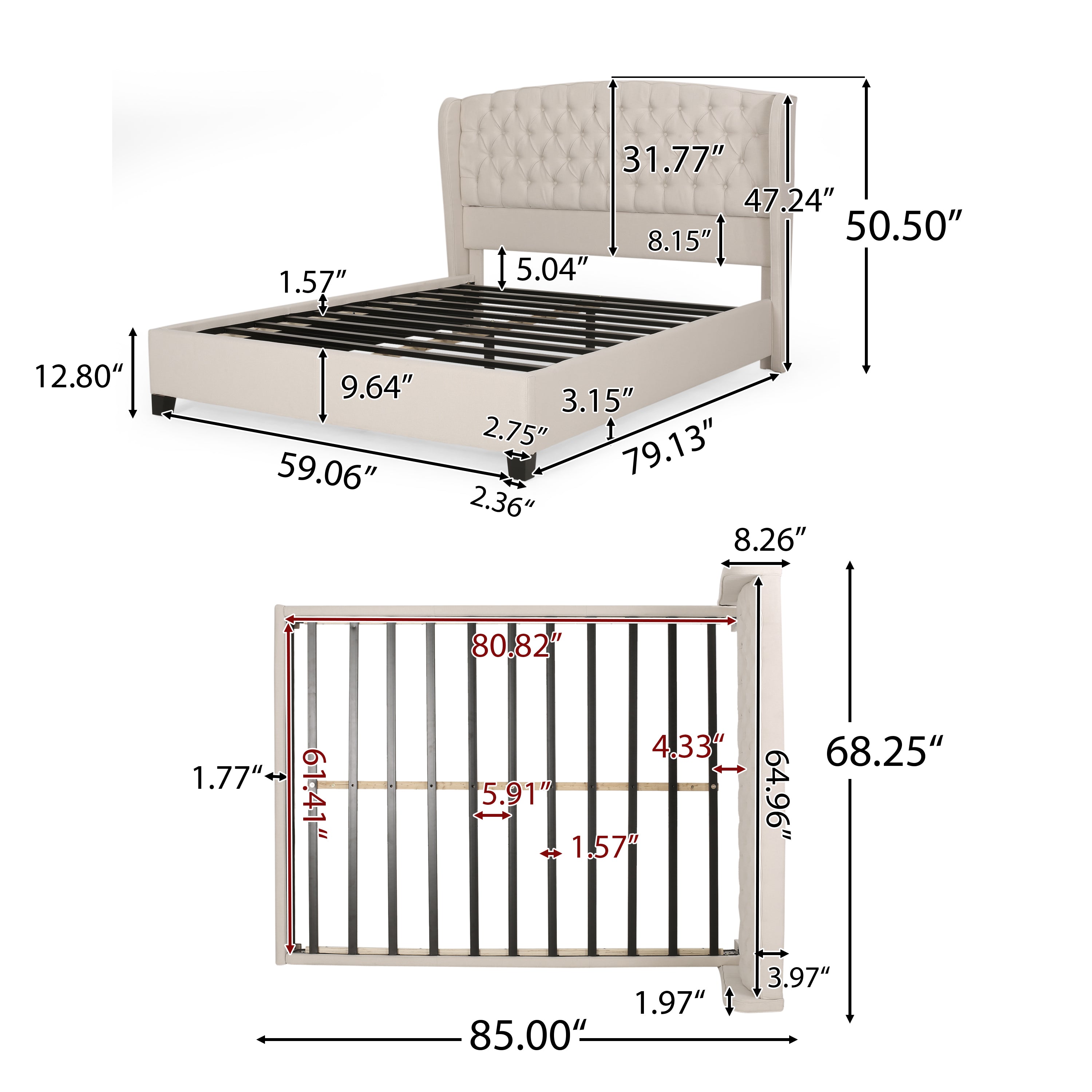 Twilight Fully Upholstered Fabric Queen Bed Set