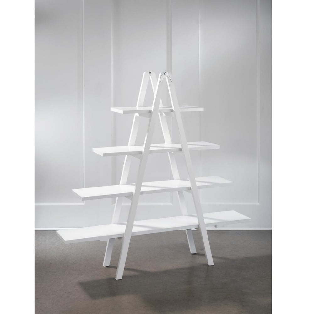 White 4 Tier A Frame Wooden Ladder Bookcase